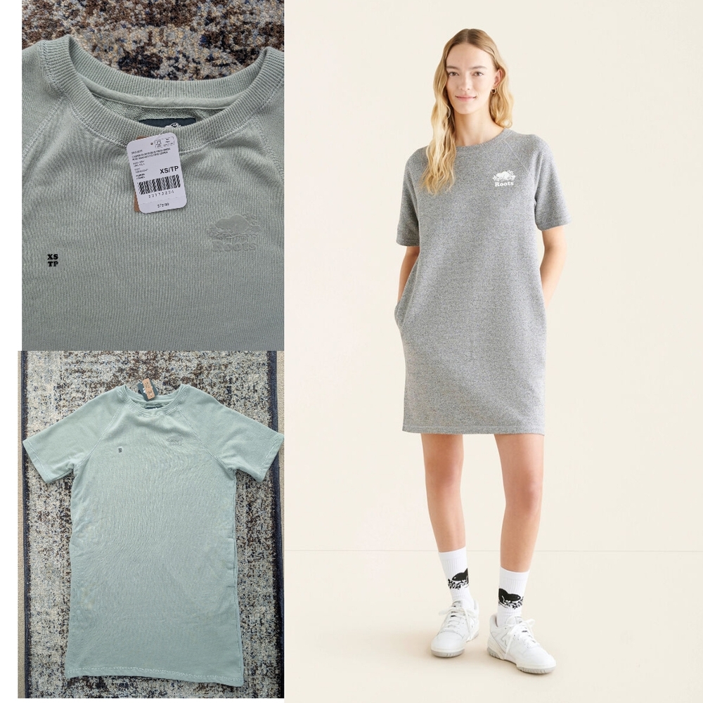 New Roots Cooper Short Sleeve Light Green Sweat Dress Sz XS
